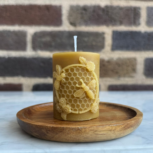 Pure Beeswax Candle - Bee Wreath